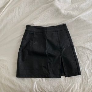 Faux Leather Slit Skirt